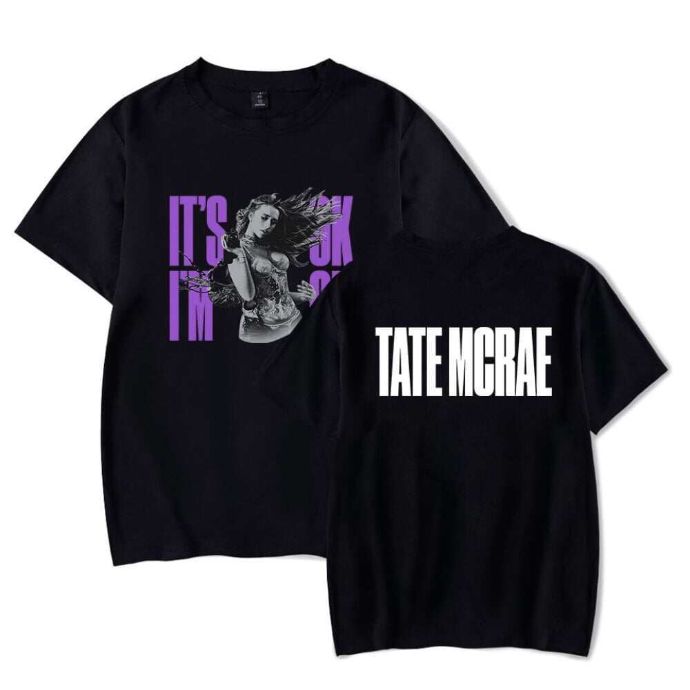 Tate Mcrae It's Ok, I'm Ok Merch เสื้อยืดแขนสั้นแฟชั่น Unisex Crew Neck Top