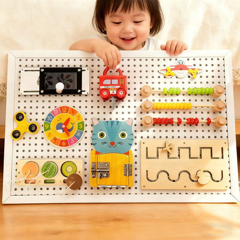 Montessori Educational DIY Kit – Pegboard Busy House Accessories for Baby & Child Early Development 