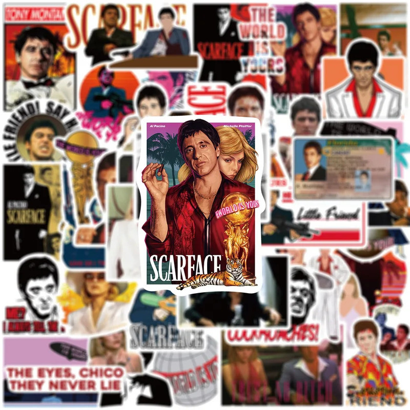 50pcs Scarface Movie Stickers Waterproof Graffiti Stationery Skateboard Car Cartoon Cool Sticker DIY