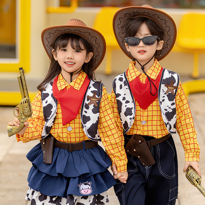 Girls Boys Denim Cartoon Woody Toy Story Dress Long Shorts Suit