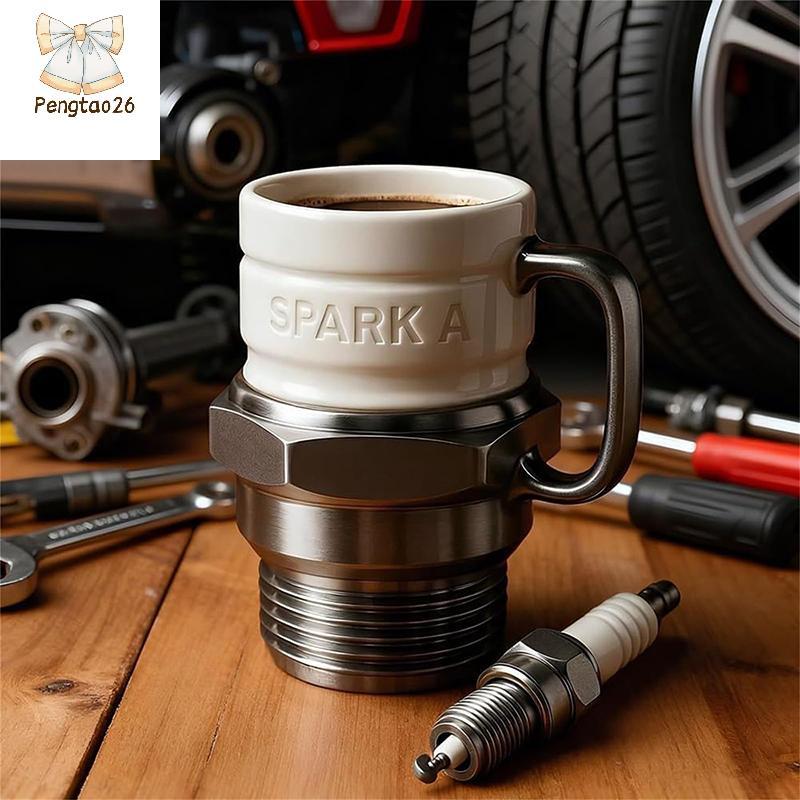 Pengatao26 Spark Plug Mug แก้วกาแฟถ้วยสําหรับคนรักรถยนต์แก้วกาแฟธีมยานยนต์สําหรับผู้ที่ชื่นชอบรถ Mec
