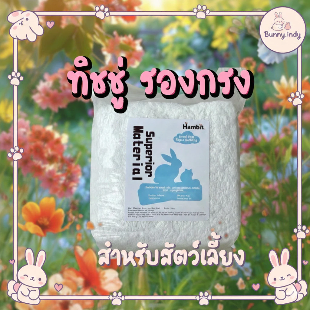 Bunny.indy 🧻🐹 กระดาษทิชชู่รองกรง สำหรับสัตว์ฟันแทะ 🐰✨ นุ่มฟู ซึมซับดี ปลอดภัย ไม่ระคายผิวสัตว์เลี้ยง 💖