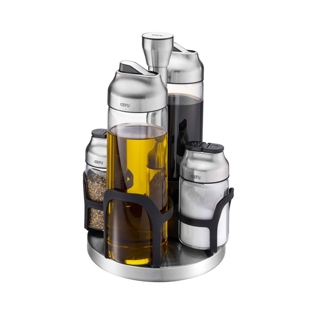 GEFU Vinegar, Oil & Spice Carousel KIPPO 5 pieces ชุดขวดใส่น้ำส้มสายชูและเครื่องเทศ รุ่น 33734
