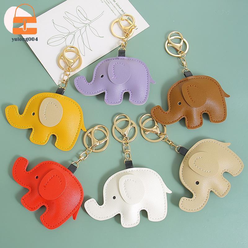 [PE] 1 ชิ้นหนังสัตว์จี้การ์ตูนช้างพวงกุญแจสําหรับผู้หญิงกระเป๋า Charm ตกแต่งพวงกุญแจผู้ถือของขวัญ TH