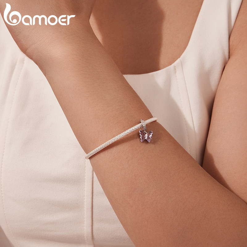 Bamoer ลูกปัดผีเสื้อสีม่วงจี้ DIY สร้อยข้อมือสร้อยคออุปกรณ์เสริมสําหรับของขวัญผู้หญิง ราคา ถูกที่สุด ดีลบีเคเค แกลเลอรีภาพที่ 7
