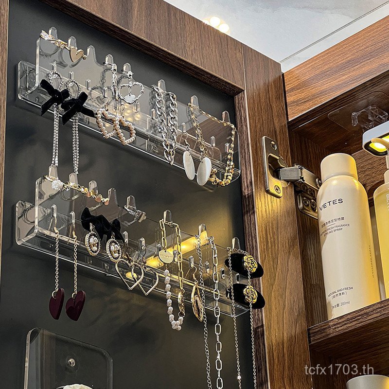 หลังแหวนกระจกห้องน้ําโต๊ะกล่องเก็บตู้สร้อยคอติดผนังเครื่องประดับห้องน้ําเครื่องประดับตู้เก็บของประตู