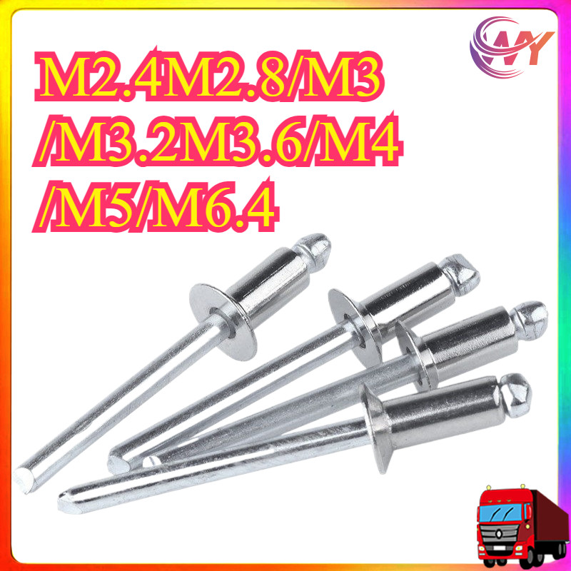 Countersunk อลูมิเนียมดึงเล็บเงิน/สีดําดึง Rivets เปิดวาดเล็บตกแต่ง M2.4M2.8/M3/M3.2M3.6/M4/M5/M6.4W