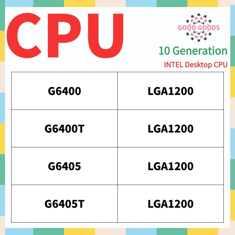 G6400 G6400T G6405 G6405T 10th generation INTEL Pentium Gold Desktop CPU LGA1200