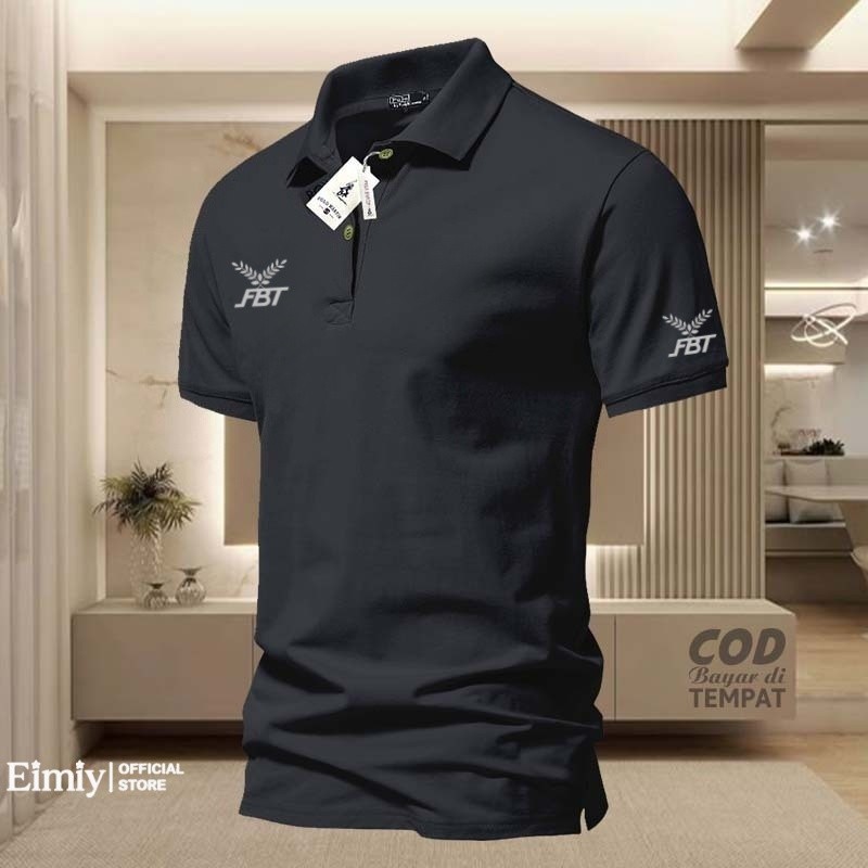 เสื้อโปโลพิมพ์ลาย FBT สไตล์มินิมอล ผ้าฝ้าย 100% สำหรับใส่ทำงานหรือลำลอง มีสินค้าพร้อมส่ง โลโก้พิมพ์บนเสื้อ ยูนิเซ็กส์