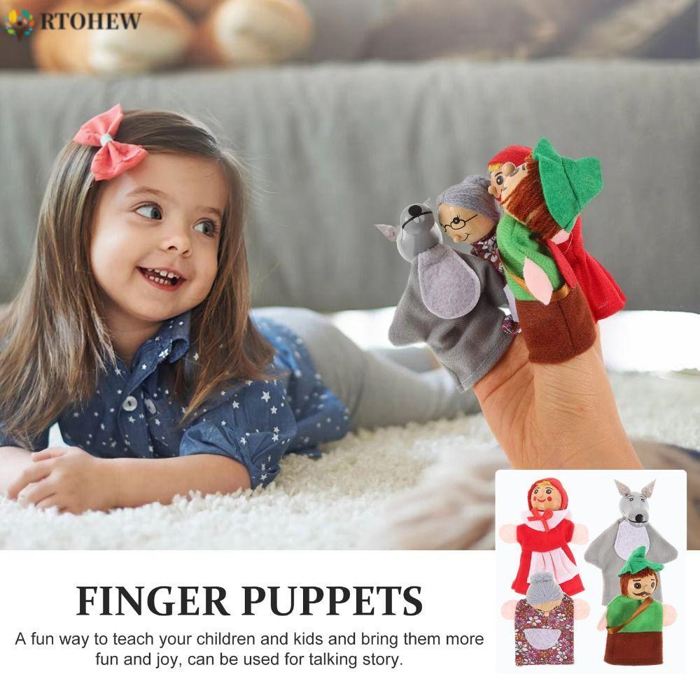 RTOHEW ตุ๊กตา Plush, Fairy Tales การ์ตูนสัตว์หุ่นมือ,ของเล่นเด็ก Mini Brain-boosting ผ้าวัสดุ Puppet