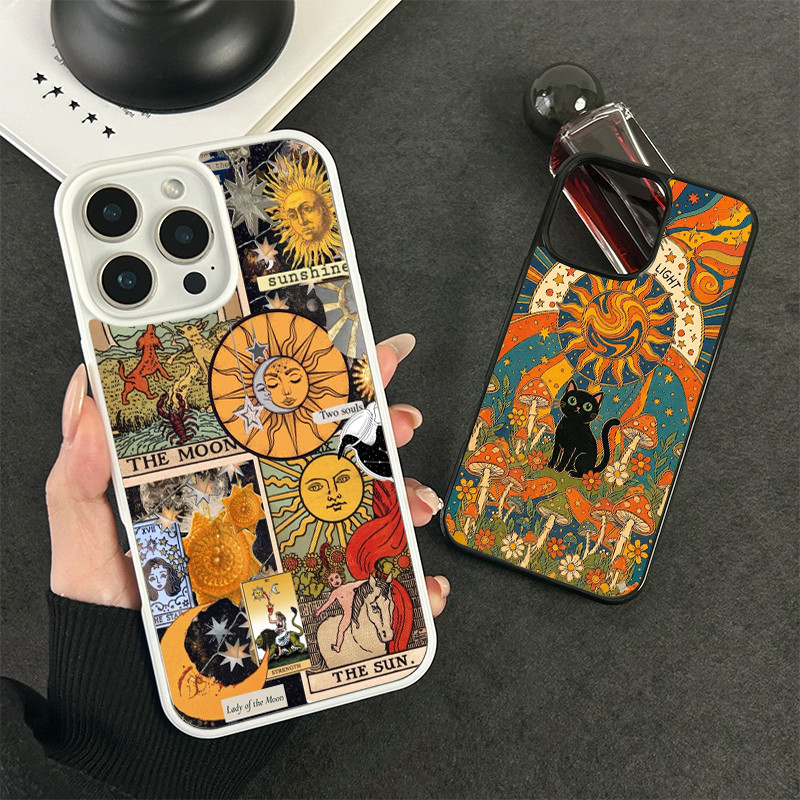 เคสอะคริลิคใสแข็งลายจันทราและสุริยเทพีลึกลับ สำหรับ iPhone 11 12 13 14 15 16 Pro Max iPhone 13 iPhone 15 Pro Max ดีไซน์ส