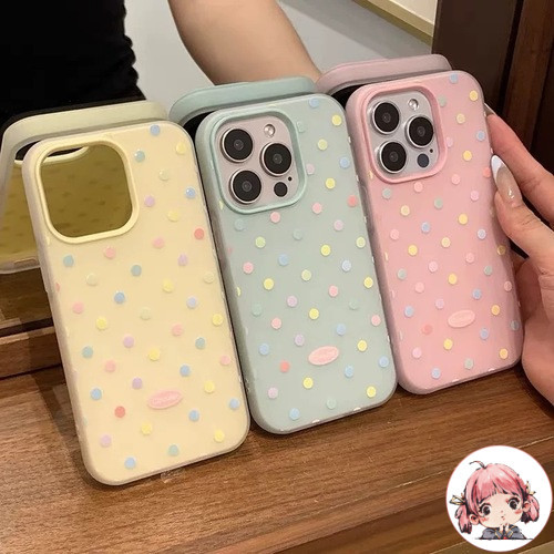 จัดส่งทันที เคสสำหรับไอโฟน11 ลายจุด สีสันสดใส เคสครอบสองชั้นสีสัน For IPhone17 16 11 12 13 PROMAX 15 14 PLUS 6/7/8 XR XS