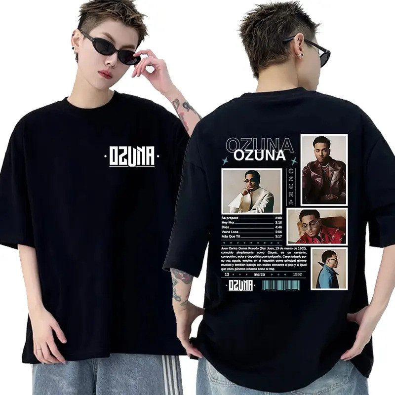 เสื้อยืดสินค้าทัวร์ใหม่ของแร็ปเปอร์ Ozuna สำหรับผู้ชายและผู้หญิง เสื้อยืดวินเทจทรงโอเวอร์ไซส์ Y2K สำ