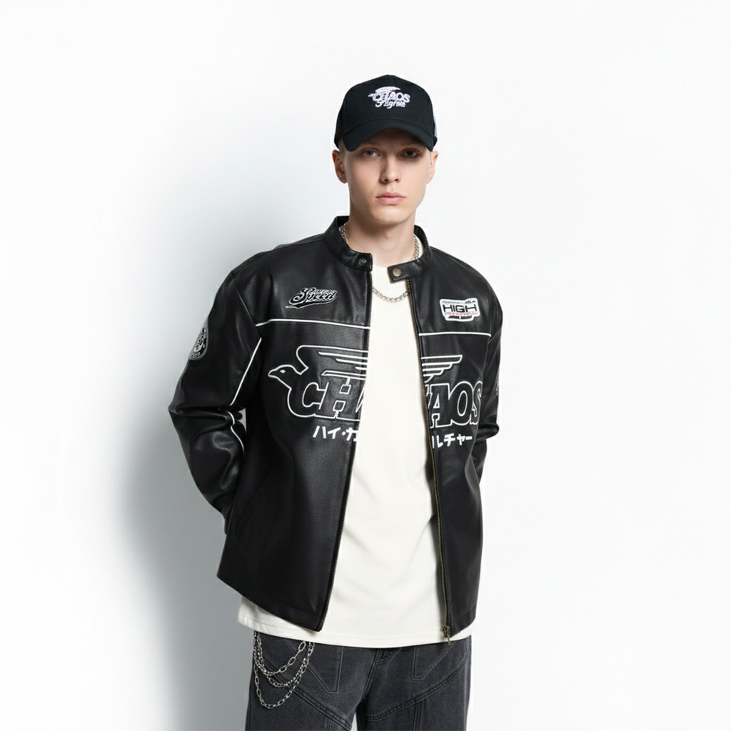 HIGH CULTURED x Art Of Speed Leather Biker Jacket Leather Biker Jacket - 138