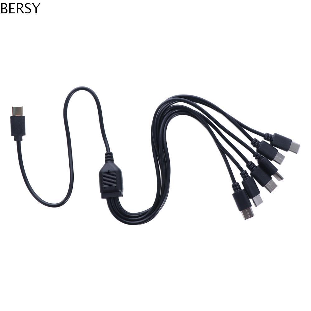 BERSY สายแยก USB C, 6 in 1 Type-C Micro-USB Multi USB C ถึง USB C สาย, สายชาร์จเร็ว USB Y Splitter 5