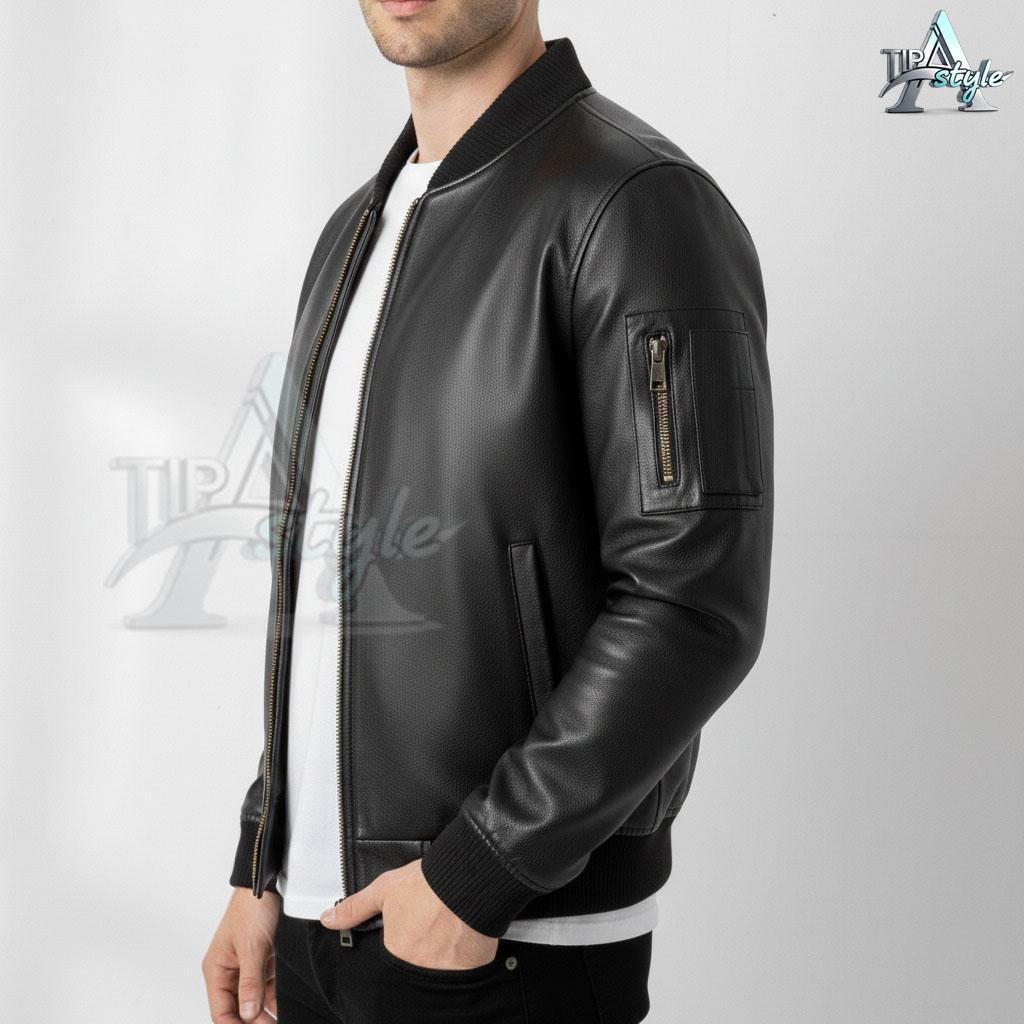 ล่าสุด Style Atip Products เสื้อแจ็คเก็ตหนังผู้ชาย รุ่นบอมเบอร์ผู้ชาย Plain ล่าสุด หนังเวียนนา นุ่มพ