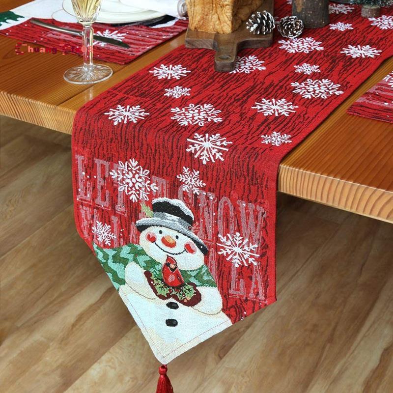 Chuangtfx03Christmas Table Runner-Winter Table Runner for Kitchen Dining Christmas Decor for Home Pa
