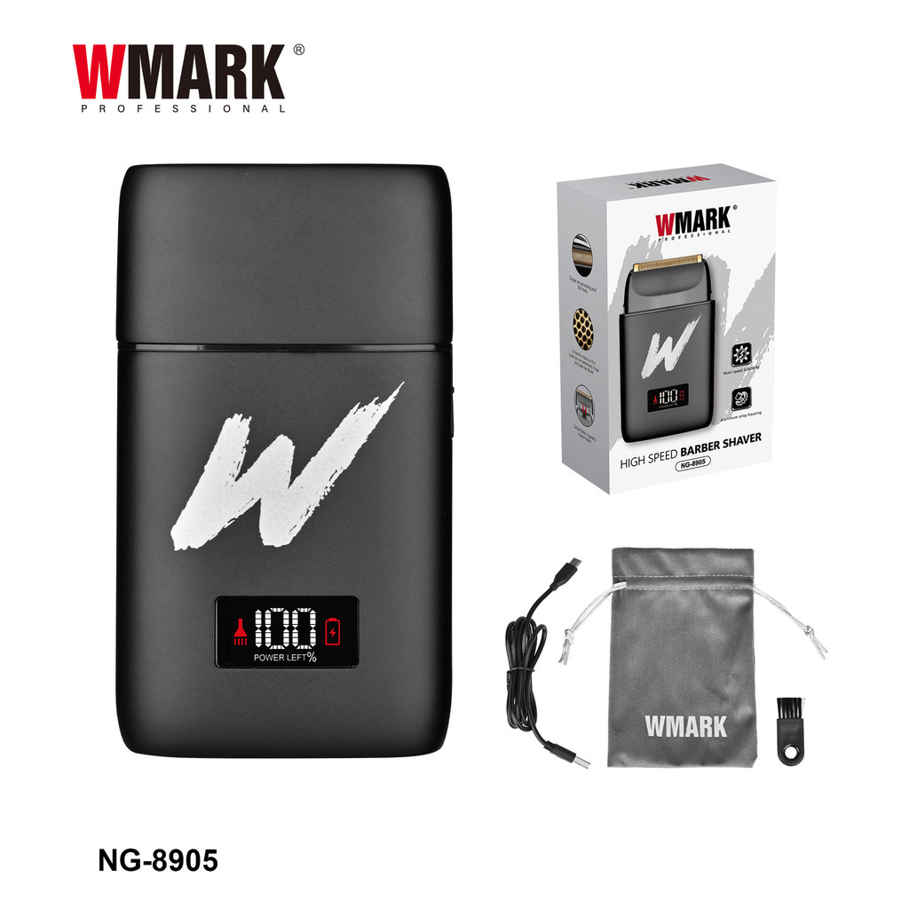 WMARK NG-8905 มีดโกนโกนหนวดไฟฟ้าความเร็วสูงระดับมืออาชีพ - ตัวเครื่องโลหะผสมสังกะสี, การออกแบบลอยใบม