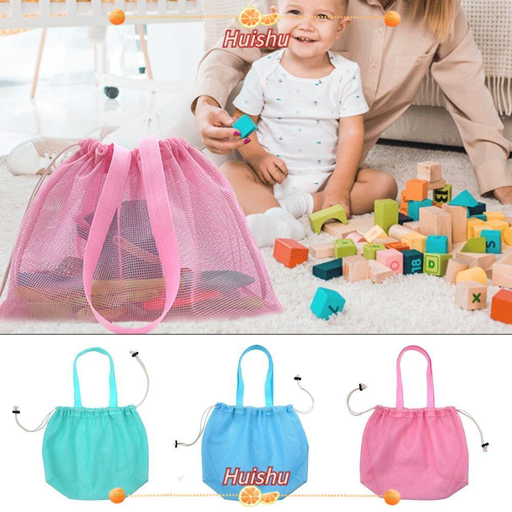 HUISHU Beach Tote Handbag, Quick Drying Drawstring Mesh Beach Bag, Washable Waterproof Mesh Beach Ba