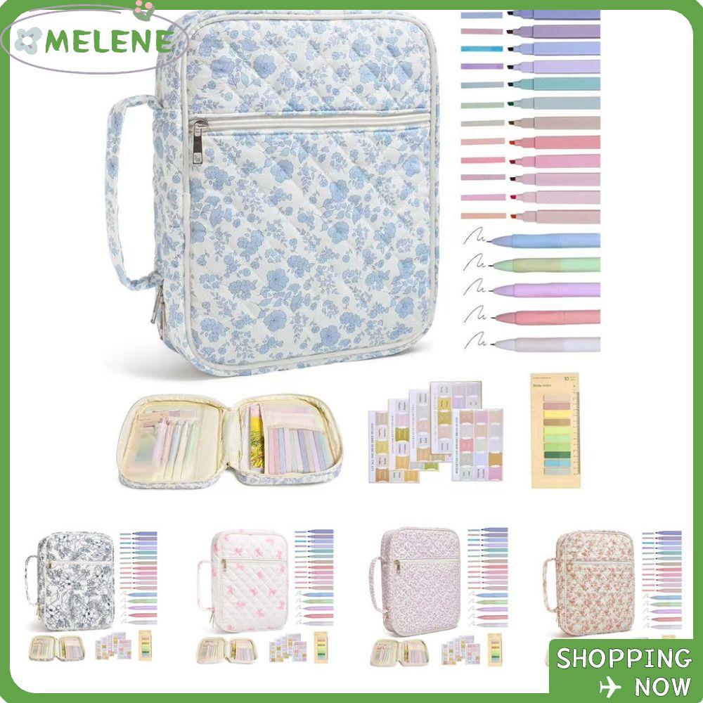 MELENE Bible Cover Bag, Zipper Pocket Handle Bible Cover , Floral Design Bible Journaling Kit Church