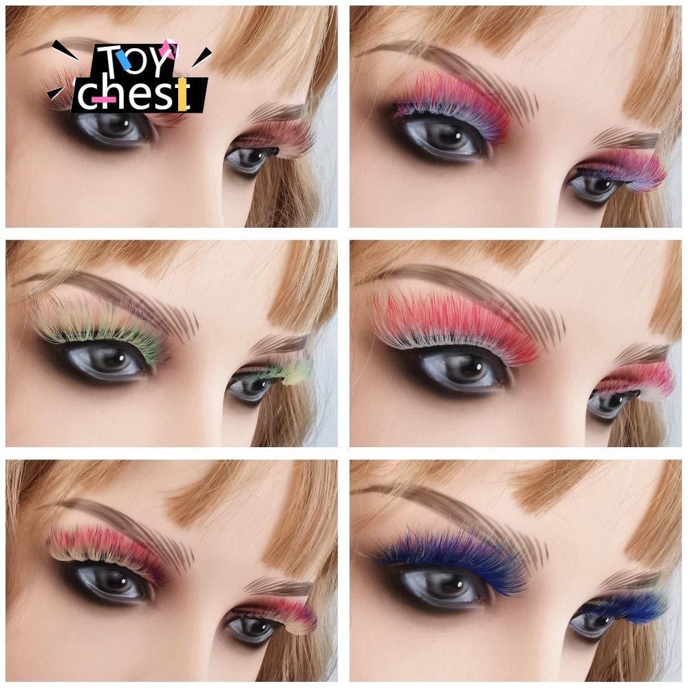 TOYCHEST ขนตาปลอม, Curl 3D สีขนตาปลอม, Exaggerate Gradient Soft Make Up Manga False Lashes Stage แต่