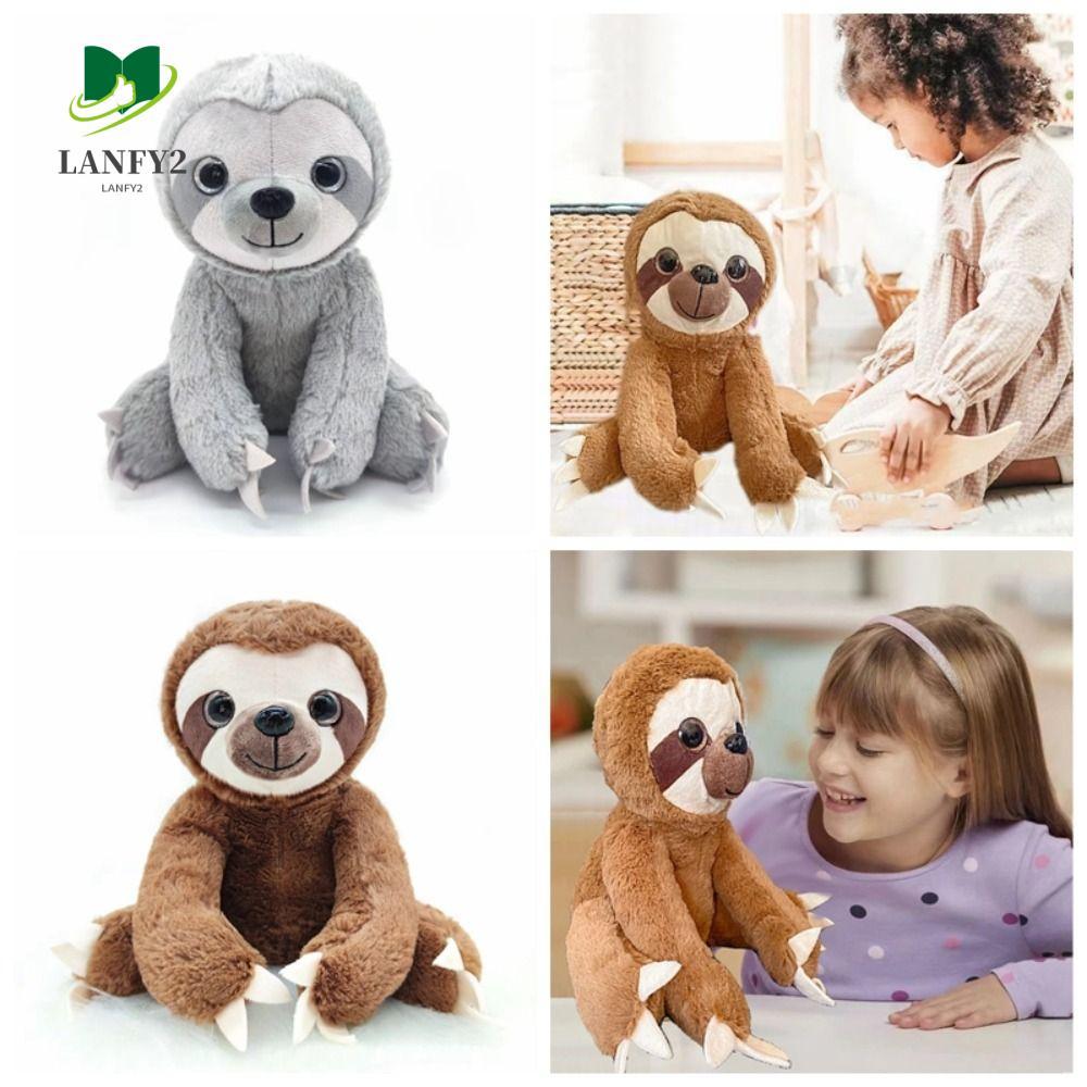 ALANFY Sloth ของเล่นตุ๊กตา,ตุ๊กตาสัตว์ Big Eyes ตุ๊กตา Sloth,โยนหมอน Comfort Cuddly สีน้ําตาลสีเทาจํ