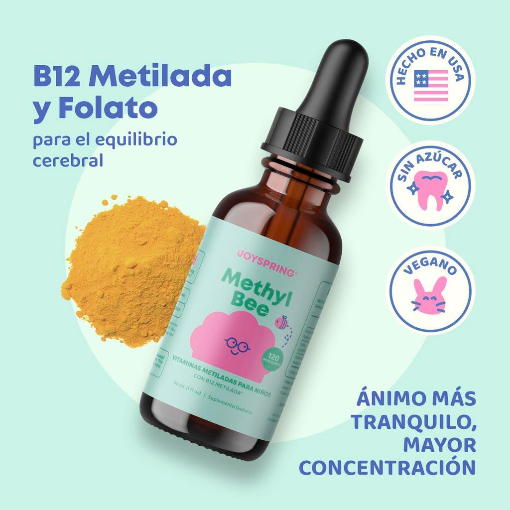 JoySpring MethylBee B Complex พร้อมวิตามิน B6 B12 & Methylated Folate 5-MTHF 120 เสิร์ฟอาหารสําหรับเ