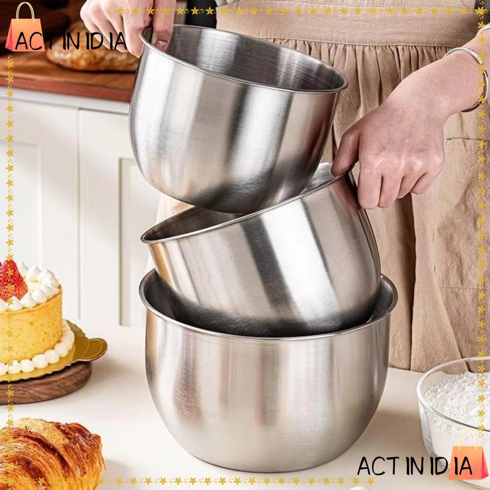 ACTINIDIARA สลัดตีไข่อ่าง, สแตนเลสลึกออกแบบผสมชาม, ครัวเรือน Splash Proof ขนมปังเค้กผลไม้คอนเทนเนอร์สําหรับทําอาหารเบเกอรี่