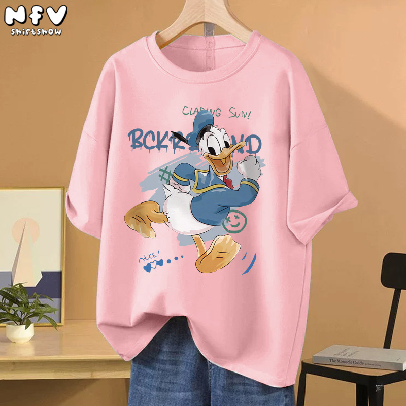 【จัดส่ง 24 ชั่วโมง】 NFV ใหม่ล่าสุด🦆Donald Duck ทรงหลวม ฤดูร้อน100% คอตตอน ระบายอากาศ YG1257