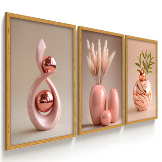 3pcs Aesthetic Minimalist Wall Decor Japandi Floral Art for Living Room Team Kahoy Home Decoration