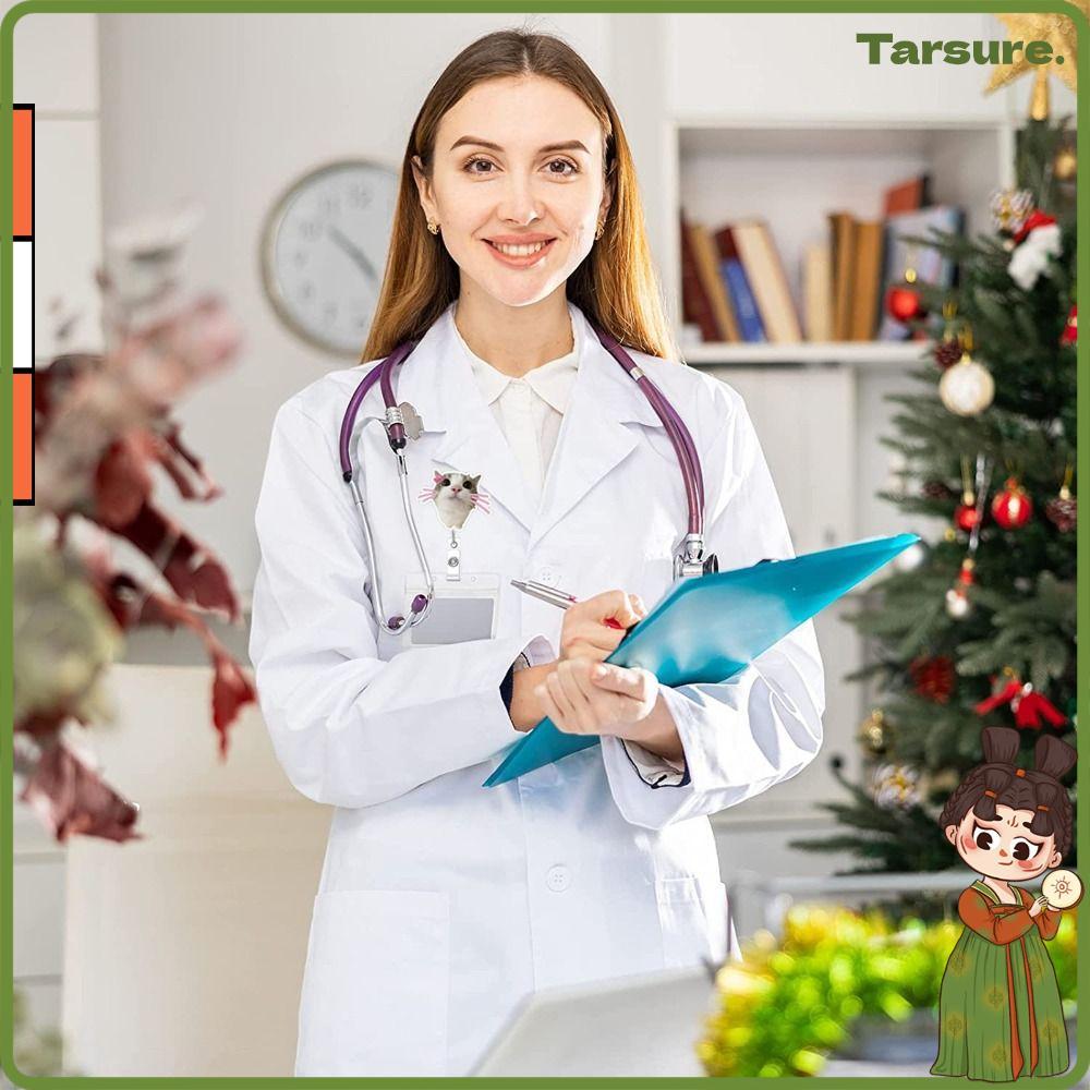 TARSURETH พวงกุญแจแมว, Lanyard Retractable Memes Badge Reels, ตลกอะคริลิค Cat Memes Series ชื่อแท็กผ