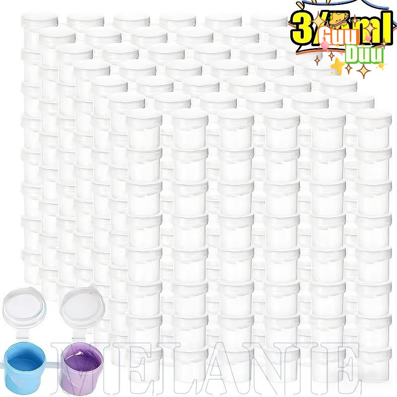 [ GuuDuu ]10/20Strips ถ้วยพลาสติกพร้อมฝาปิด - 3/5ml Mini Empty Paint Pot - สีภาชนะเก็บโปร่งใส - สําหรับห้องเรียนโรงเรียน Art - รีฟิล DIY หัตถกรรมอุปกรณ์เสริม
