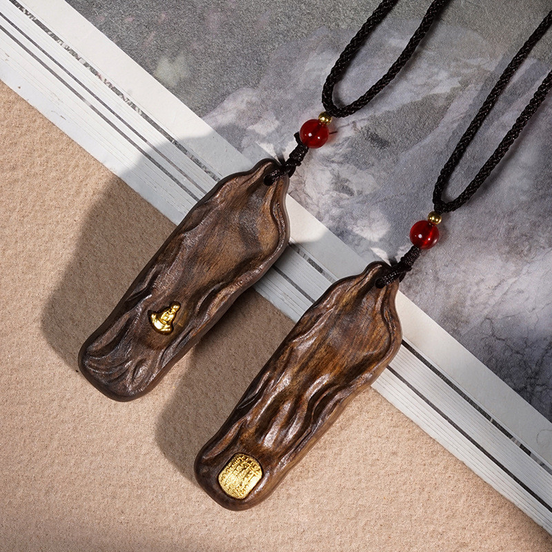 ไม้กฤษณา Consformal จี้สร้อยคอ Consformal Lotus Leaf คอแขวนยี่ห้อปลอดภัยไม้แกะสลัก Retro จี้ Wenwan 