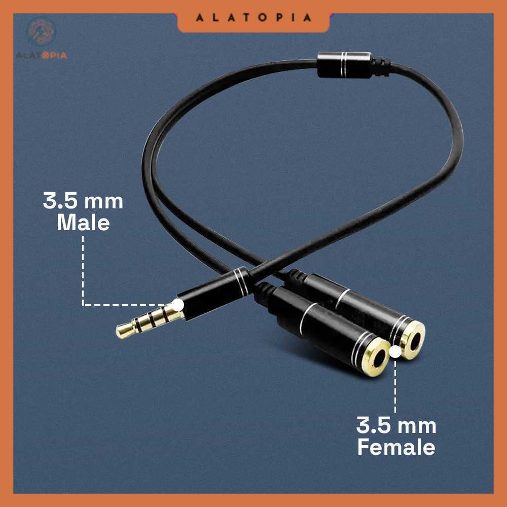 Overfly Splitter AUX 3.5mm Male to 3.5mm Female Headphone Mic 37cm - AV114