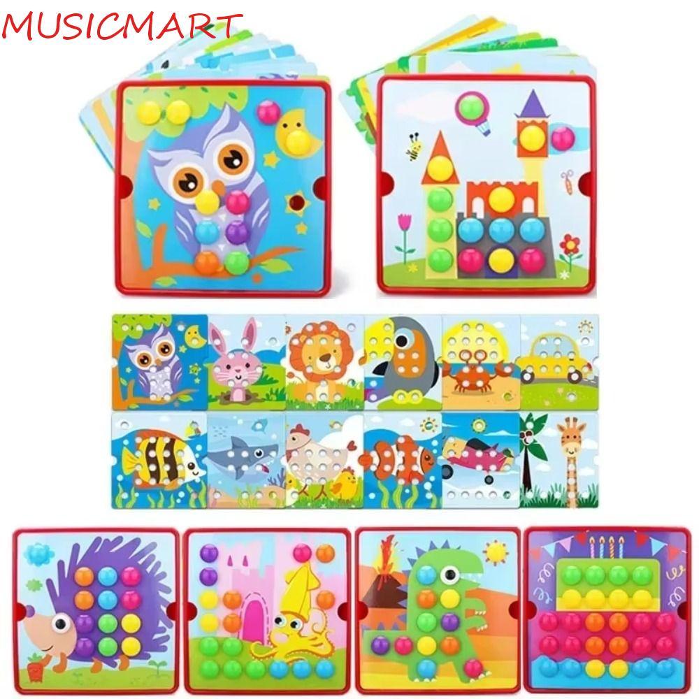 ของเล่นกระดานจิ๊กซอว์ MUSICMART, น่ารัก 3D เห็ดเล็บปริศนาของเล่น, ของเล่นพ่อแม่และลูก Creative DIY ปริศนาจับคู่สีตลกเด็กของขวัญ