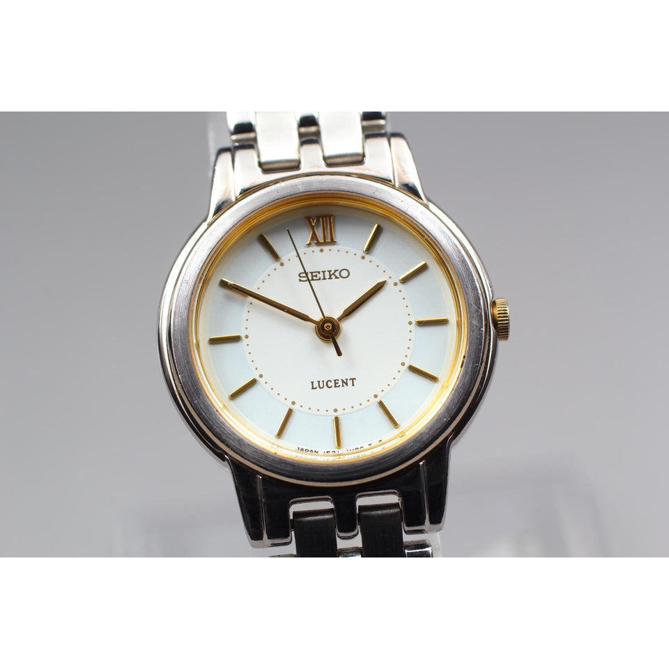 Vintage 1990 Near MINT* Seiko Lucent 1F21-0K70 Gold Roman 24mm Qz Ladies Watch