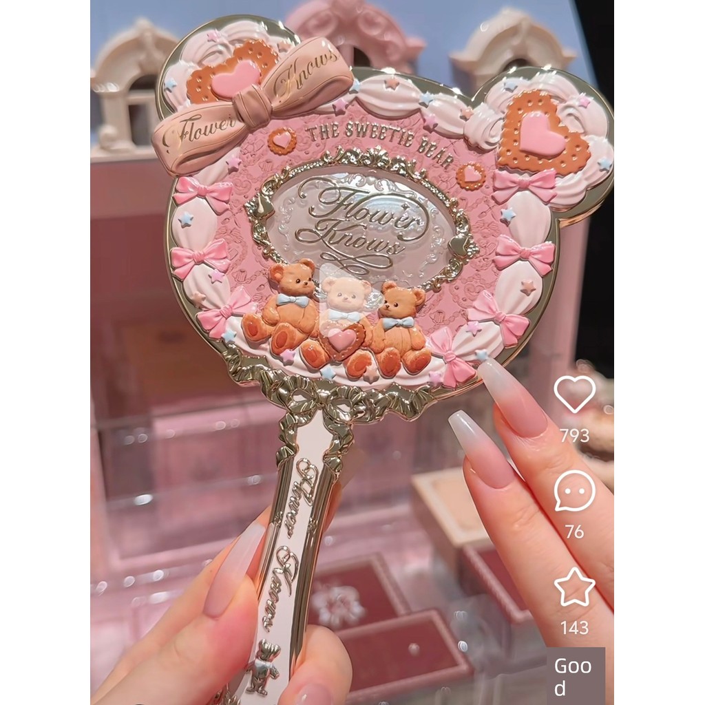 กระจกมีไฟ กระจก flower knows Flower Knows Sweetheart Bear Handheld Mirror รูปแบบใหม่ Limited Edition