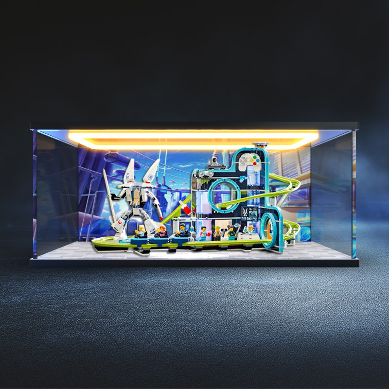 [กล่องแสดงโมเดล] เหมาะสําหรับ 60421 Robot World Cross Coaster Amusement Park Building Blocks Back Li