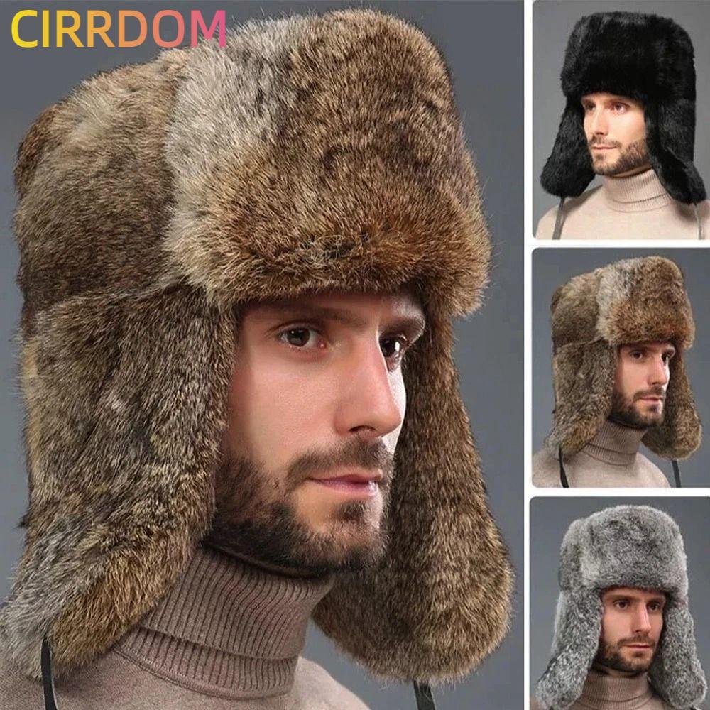 CIRRDOM Fur Bomber Hat, Soft Thicken Faux Rabbit Fur Hat,แฟชั่นWindproof Winter Warm Ear Protection 