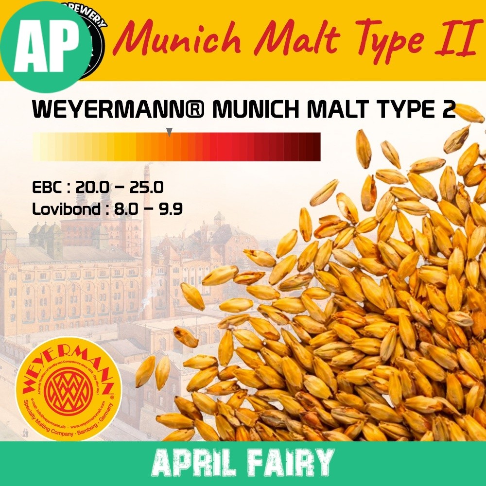 AP มอลต์ Munich Malt Type 2 (II) Weyermann Malt ทำเบียร์ จาก Germany ขนาด 1 ปอนด์ Homebrew