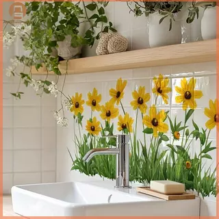 ABOVE ดอกไม้สดรูปแบบอ่างล้างจานพื้นที่ Baground Wall Stier ห้องน้ําตกแต่งผนัง Self-Adhesive ที่ถอดออกได้กันน้ํา Creative Stier TH