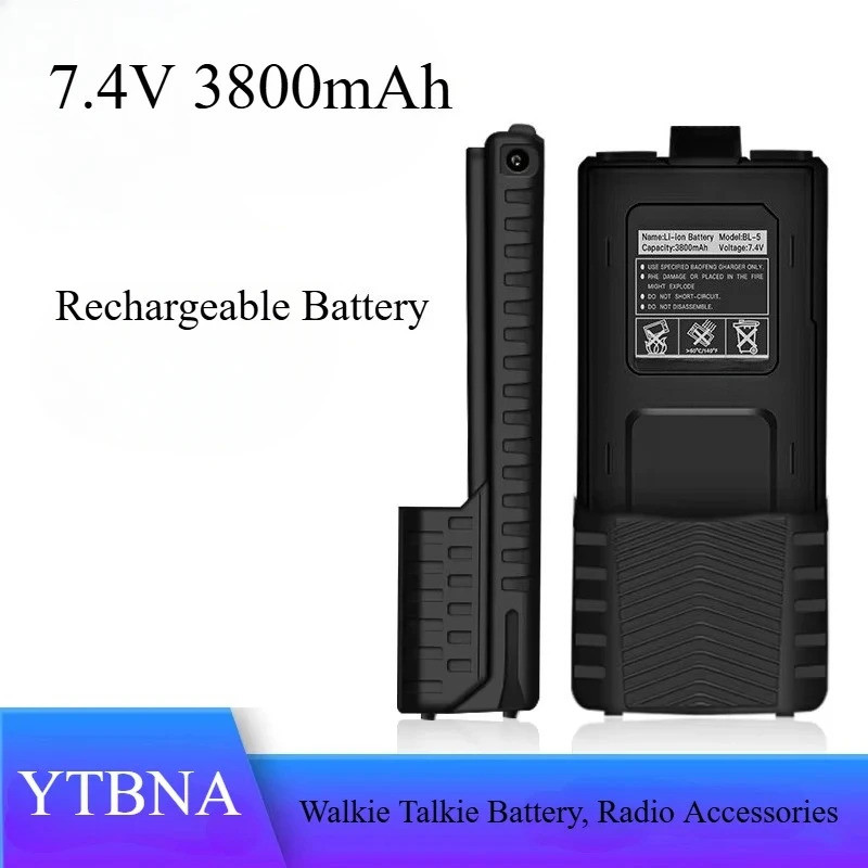 ใช้งานร่วมกับ BaoFeng UV-5R Plus 7.4V 3800mAh แบตเตอรี่ UV5RA วิทยุอุปกรณ์เสริม BL-5 ขยาย Walkie Tal
