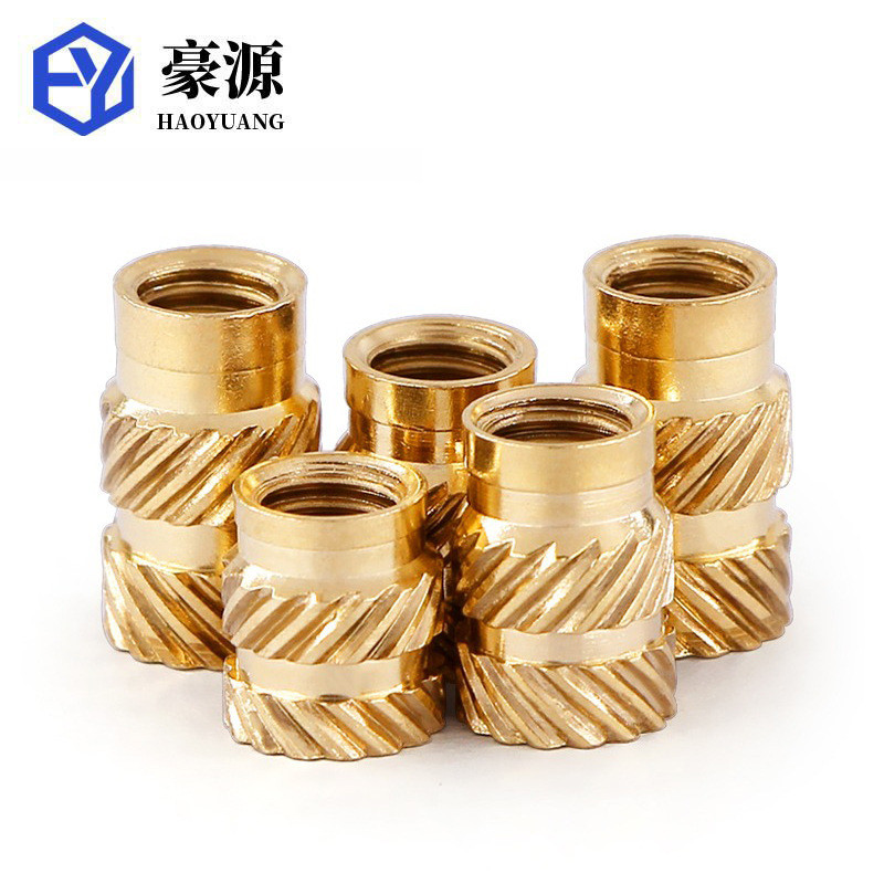 Popular~Tuba hot-melt double diagonal copper nut, injection-molded copper nut insert with knurled fi