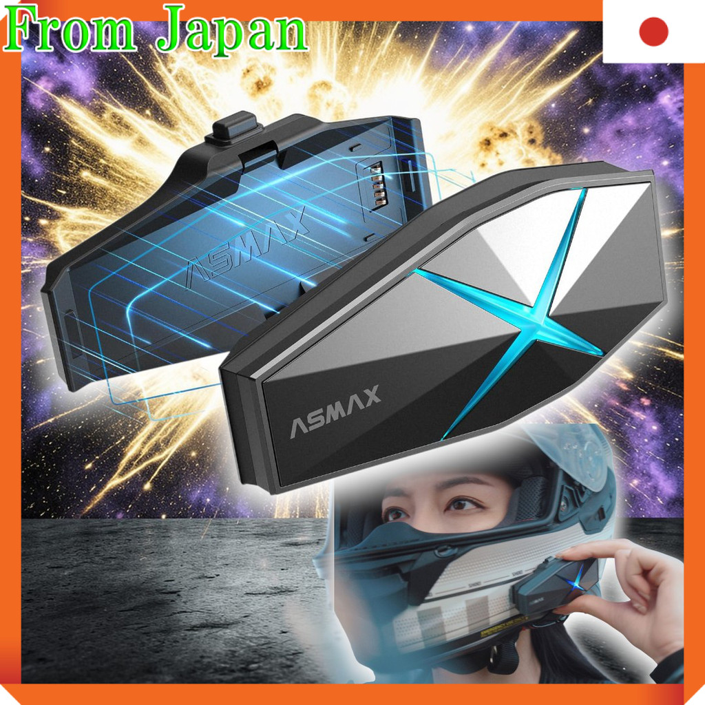 ASMAX F1 Motorcycle Intercom: Bluetooth 5.3, 10-Person Mesh Communication, Japanese Voice Control, D