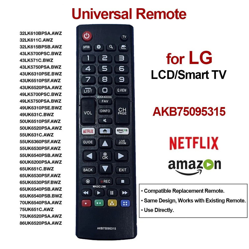 รีโมทสากล Remote รีโมททีวี LG LCD Smart TV ของแท้ รีโมท (NETFLIX/amazon) AKB75095315 AKB75675304