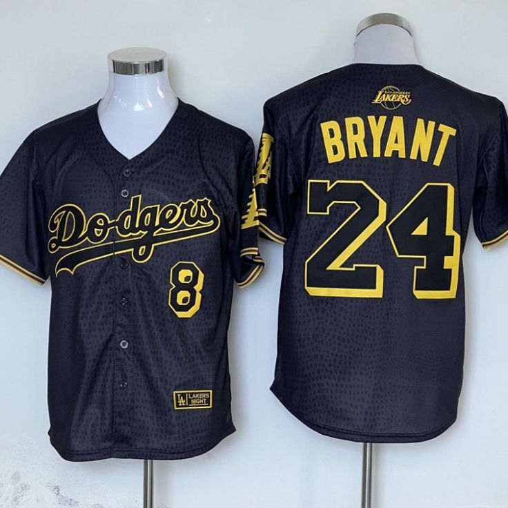 จัดส่งในวันเดียวกัน!KB Dodgers Black Snakeskin Baseball Uniform Kobe Commemorative Jersey 8/24/bryan