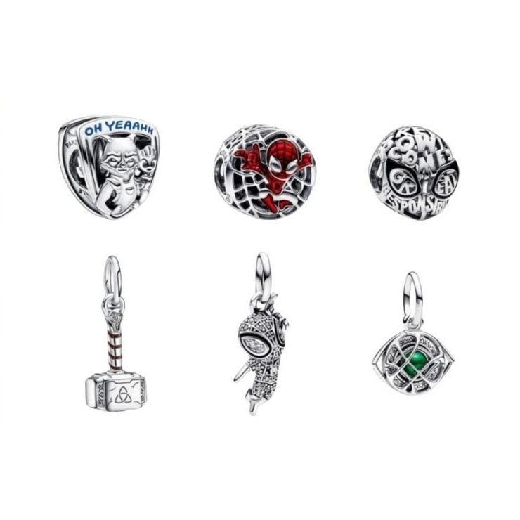 Spot Goods เครื่องประดับ Pandora คู่ขายดี DIY Marvel Spider-Man Full Collection Set