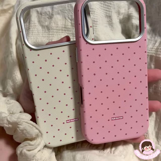 เคสไอโฟน17 11 ลายจุดสีชมพู เคสสวยๆ สำหรับ IPhone 12 15 13 11 16 17 14 Pro Max 7Plus 16 7 14 8 15 Plus XR Xs Max SE 2020
