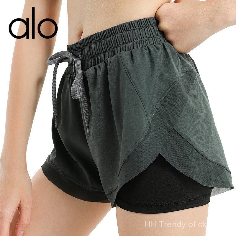 alo yoga 欧美运动短裤 女士宽松春夏速干跑步健身裤 防走光高腰舞蹈瑜伽裤