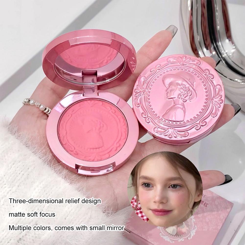 Gege Bear 3d Embossed Matte Blush Milky Pink Natural Long-lasting Cosmetic Makeup Blush Face R5w1
